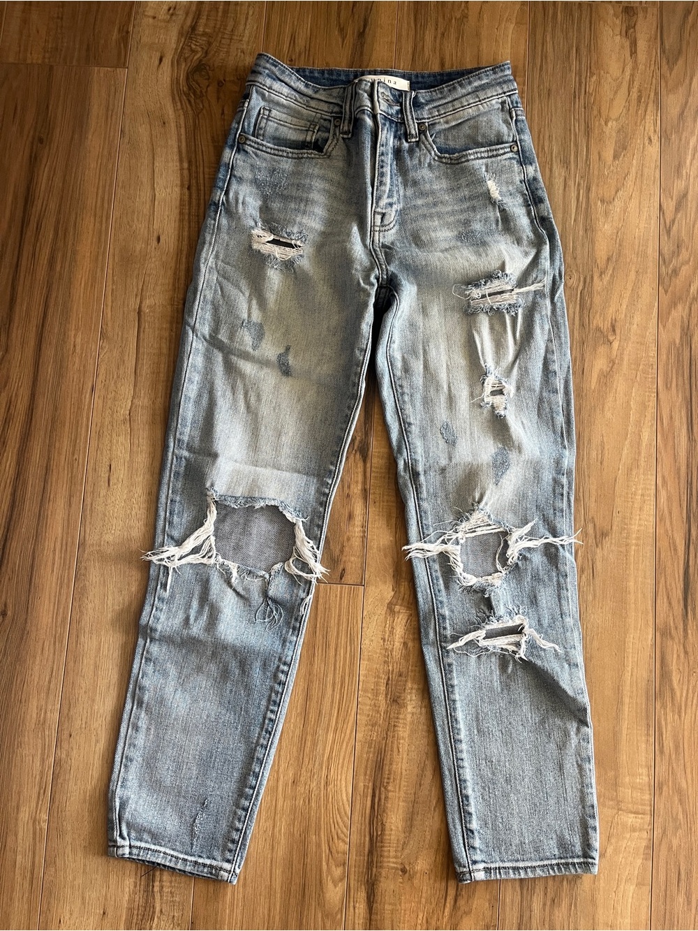 Light Wash Distressed Ripped Jeans